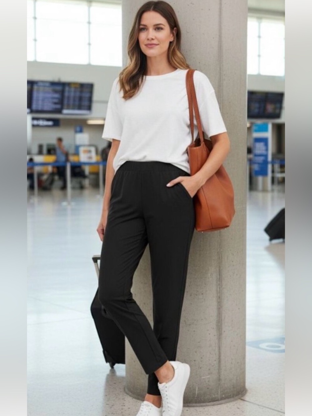 Modern ambition high- rise travel pants black size Medium new